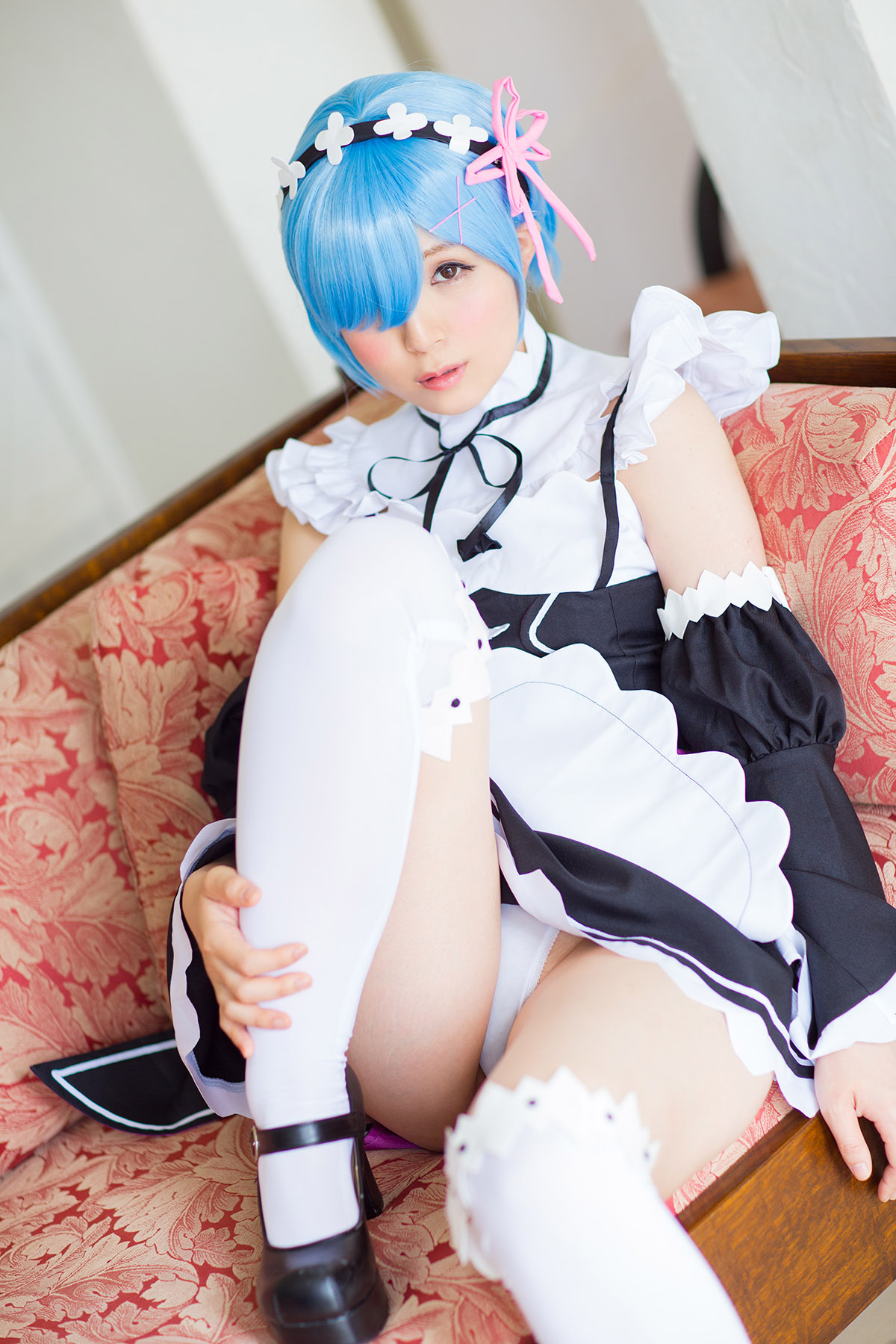 Charming Blue haired girl REM ero Cosplay maid in heaven(10)