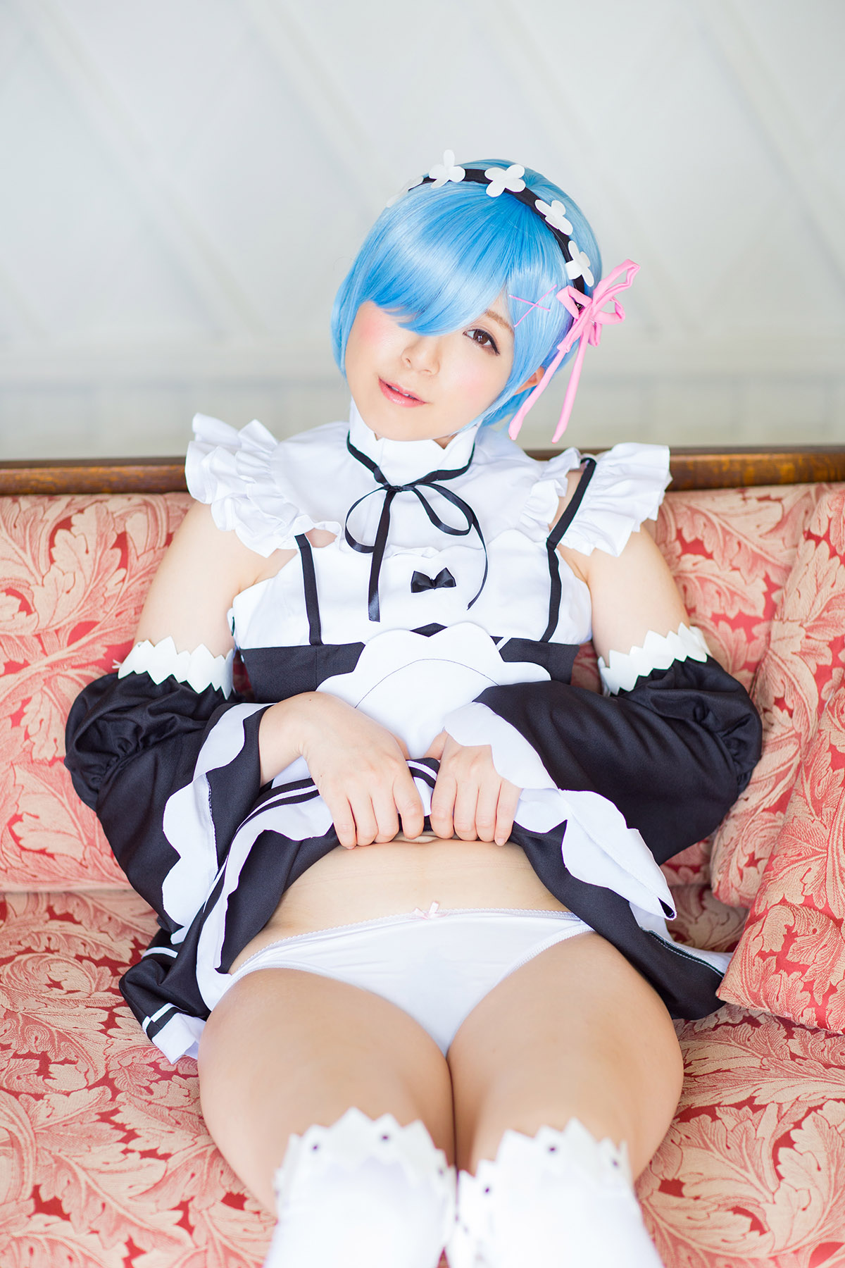 Charming Blue haired girl REM ero Cosplay maid in heaven(11)