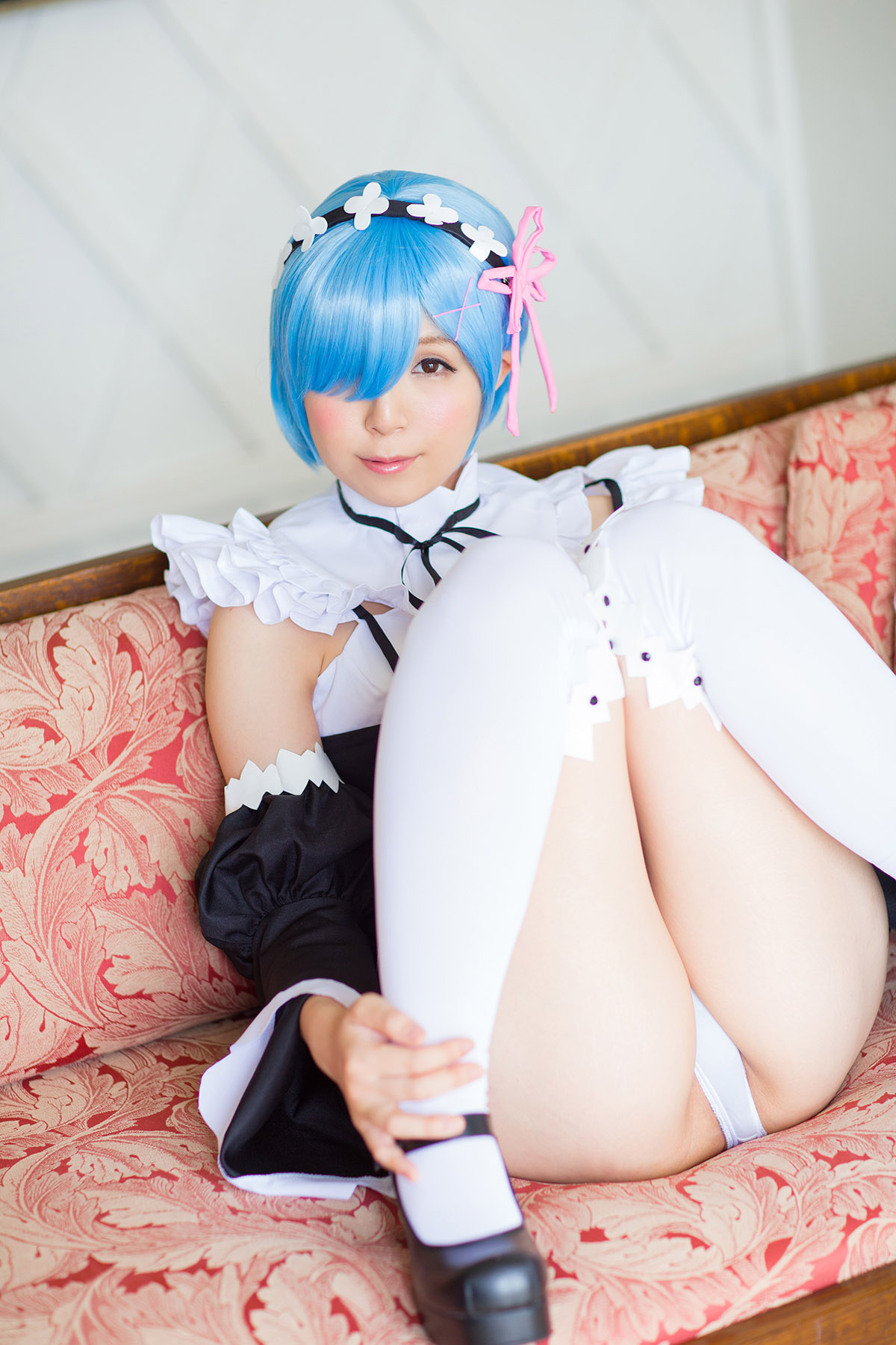 Charming Blue haired girl REM ero Cosplay maid in heaven(12)