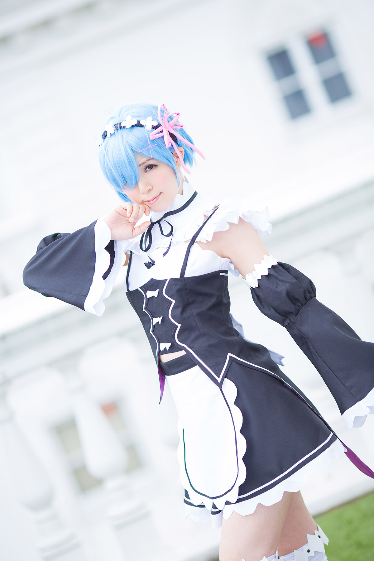 Charming Blue haired girl REM ero Cosplay maid in heaven(3)