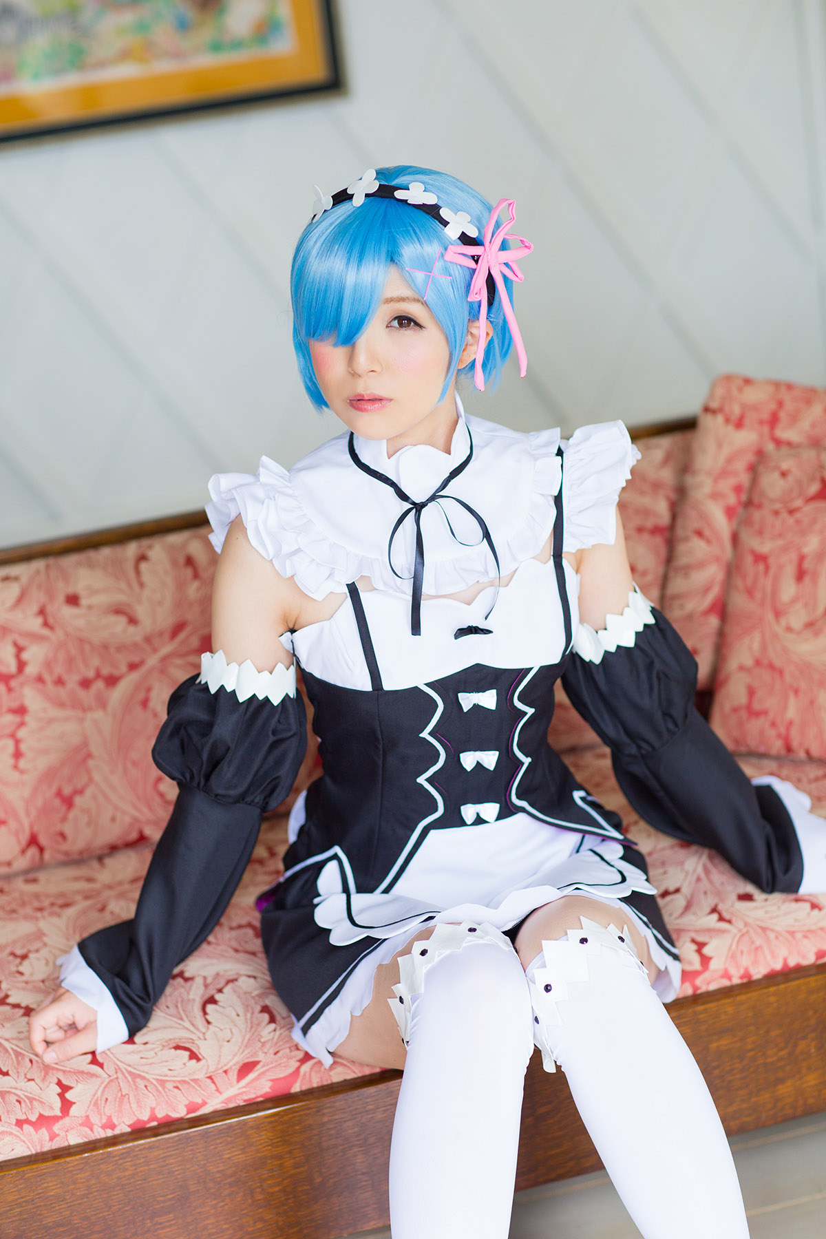 Charming Blue haired girl REM ero Cosplay maid in heaven(8)
