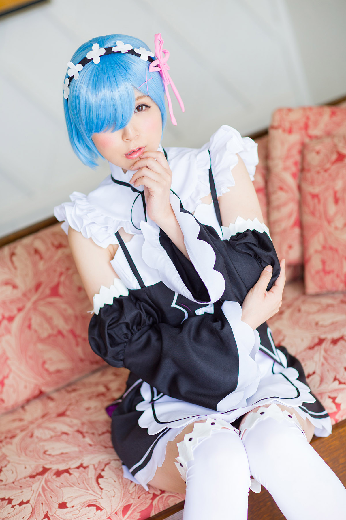 Charming Blue haired girl REM ero Cosplay maid in heaven(9)