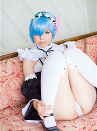 Charming Blue haired girl REM ero Cosplay maid in heaven(12)