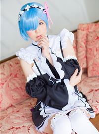Charming Blue haired girl REM ero Cosplay maid in heaven(9)
