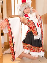 The girl dressed up as a lovely wolf, inubashiri ero cosplay, jokingly flirting(23)