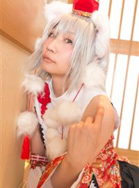 The girl dressed up as a lovely wolf, inubashiri ero cosplay, jokingly flirting(29)