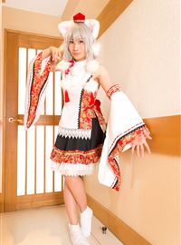 The girl dressed up as a lovely wolf, inubashiri ero cosplay, jokingly flirting(5)