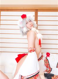 The girl dressed up as a lovely wolf, inubashiri ero cosplay, jokingly flirting(50)
