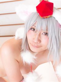 The girl dressed up as a lovely wolf, inubashiri ero cosplay, jokingly flirting(48)