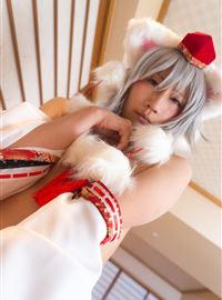 The girl dressed up as a lovely wolf, inubashiri ero cosplay, jokingly flirting(75)