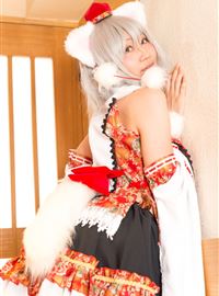 The girl dressed up as a lovely wolf, inubashiri ero cosplay, jokingly flirting(15)