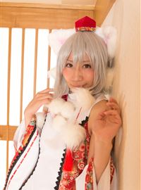 The girl dressed up as a lovely wolf, inubashiri ero cosplay, jokingly flirting(14)