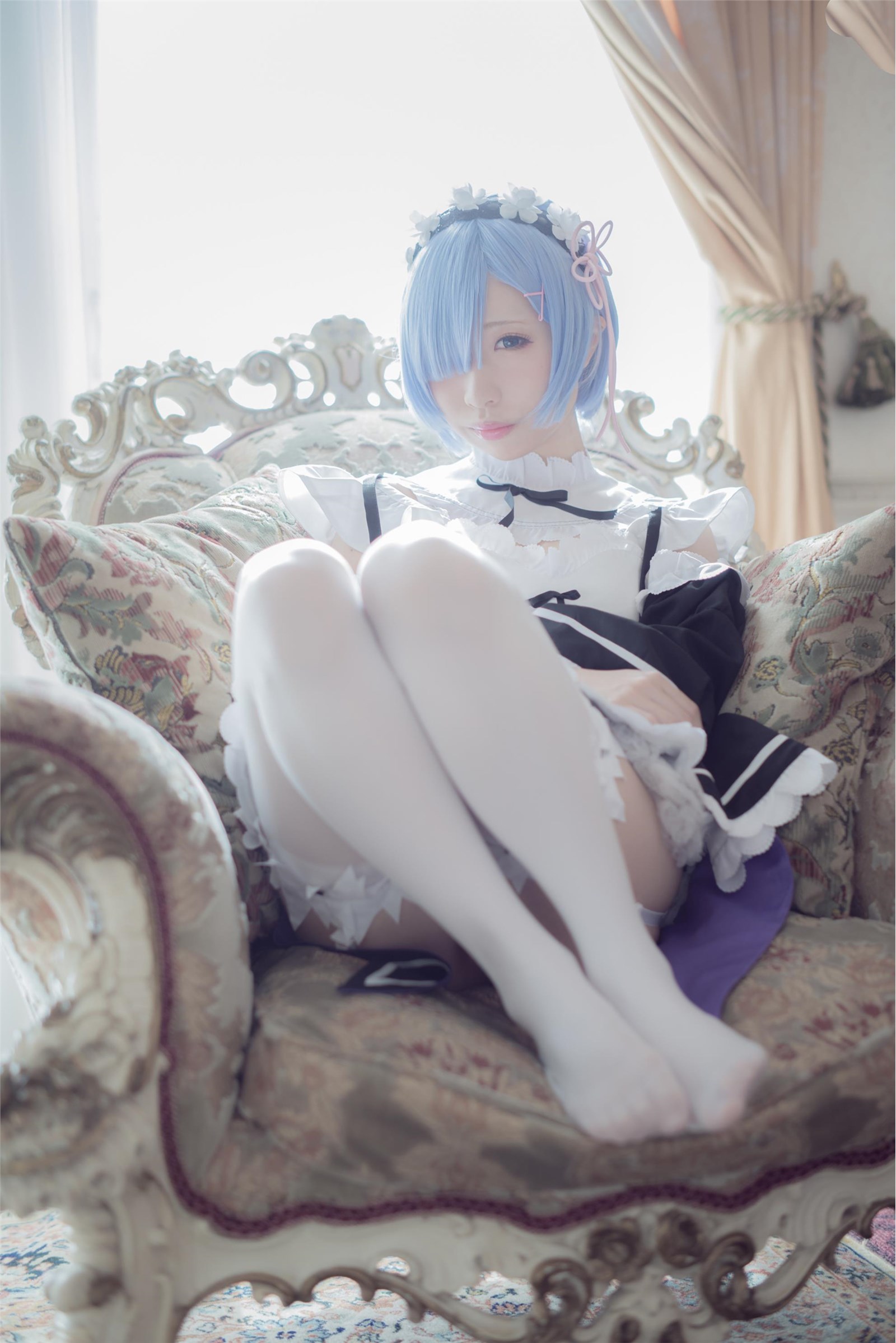 Gorgeous maid unifies girl's silk stockings cosplay(73)