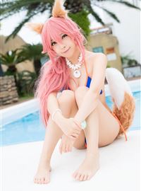 Swimming pool bikini girl's beautiful fox tail(68)