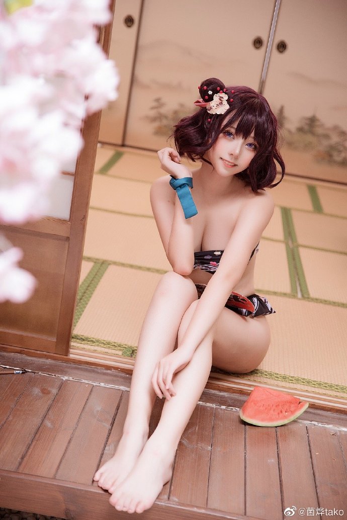 Three piece suit of watermelon fan swimsuit for cooling in summer(9)