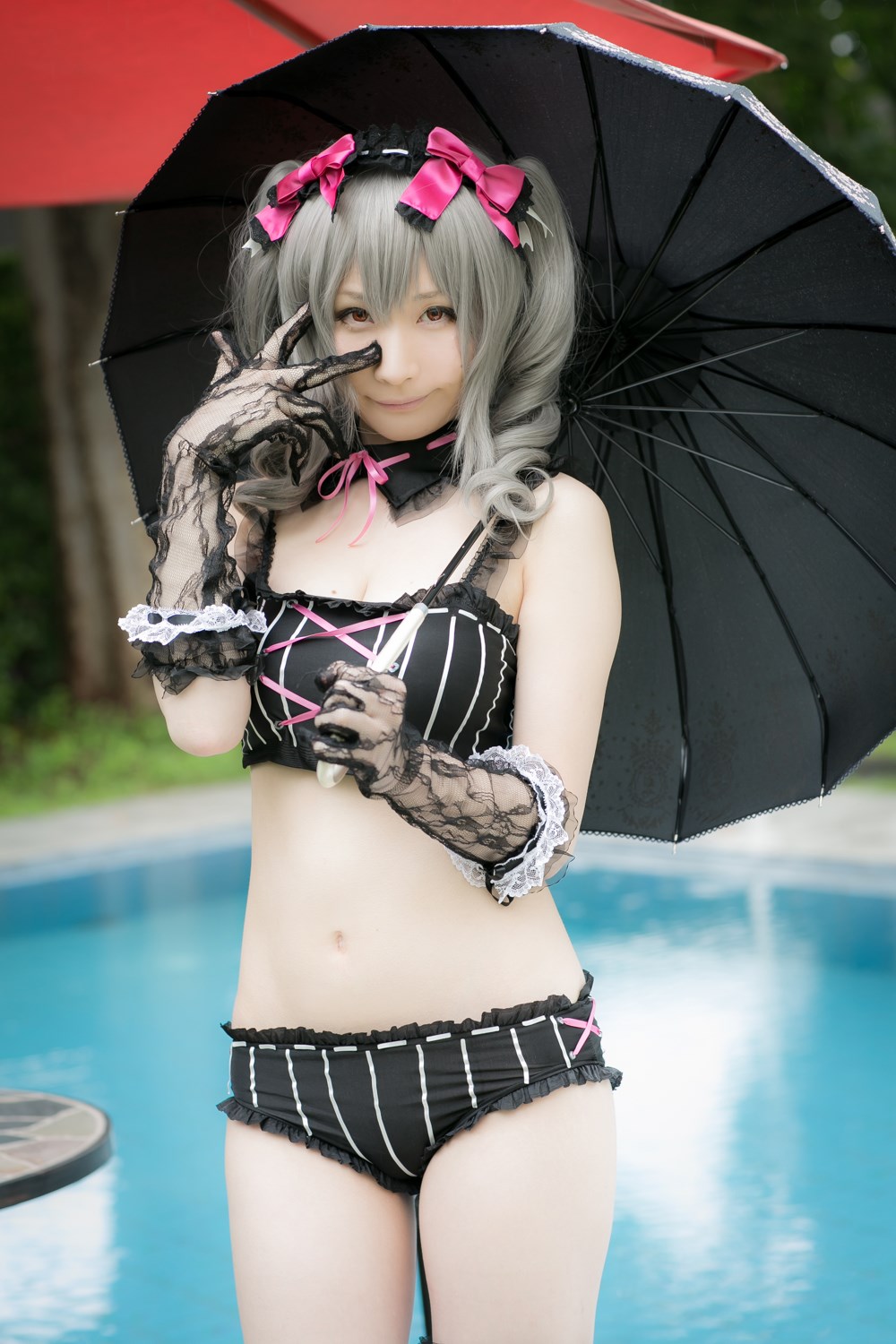 The combination of beautiful swimsuit and umbrella(38)