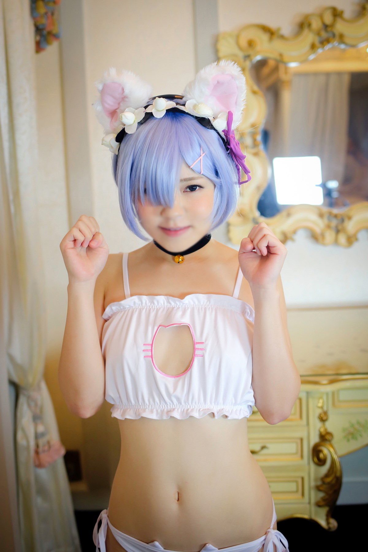 Sexy REM ero Cosplay cat keyhole underwear(12)