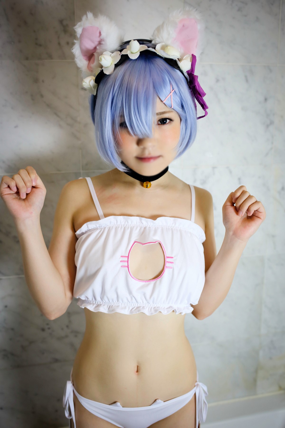 Sexy REM ero Cosplay cat keyhole underwear(19)