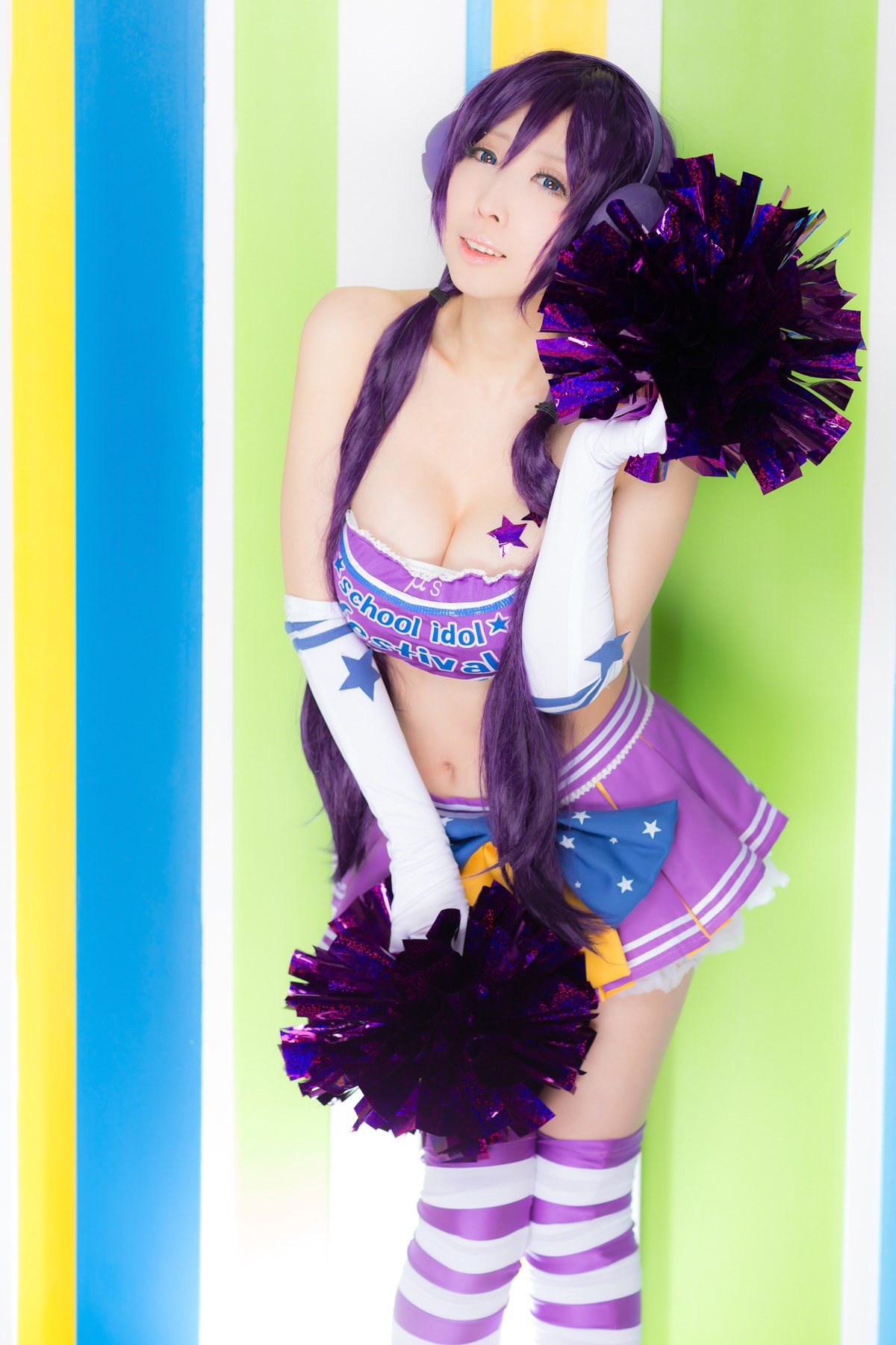 Full chested and beautiful girl cheerleading team cosplay(58)