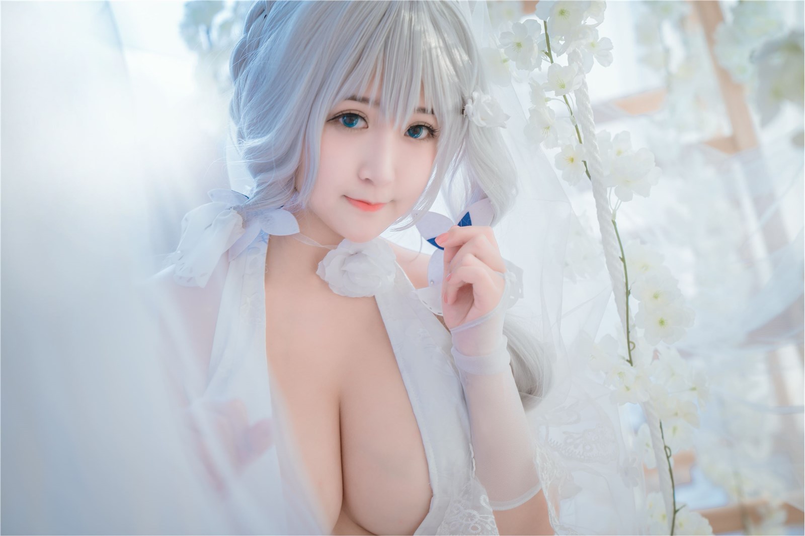 Cosplay cat nine sauce Sakura blue pledge wedding dress cos photo album(16)