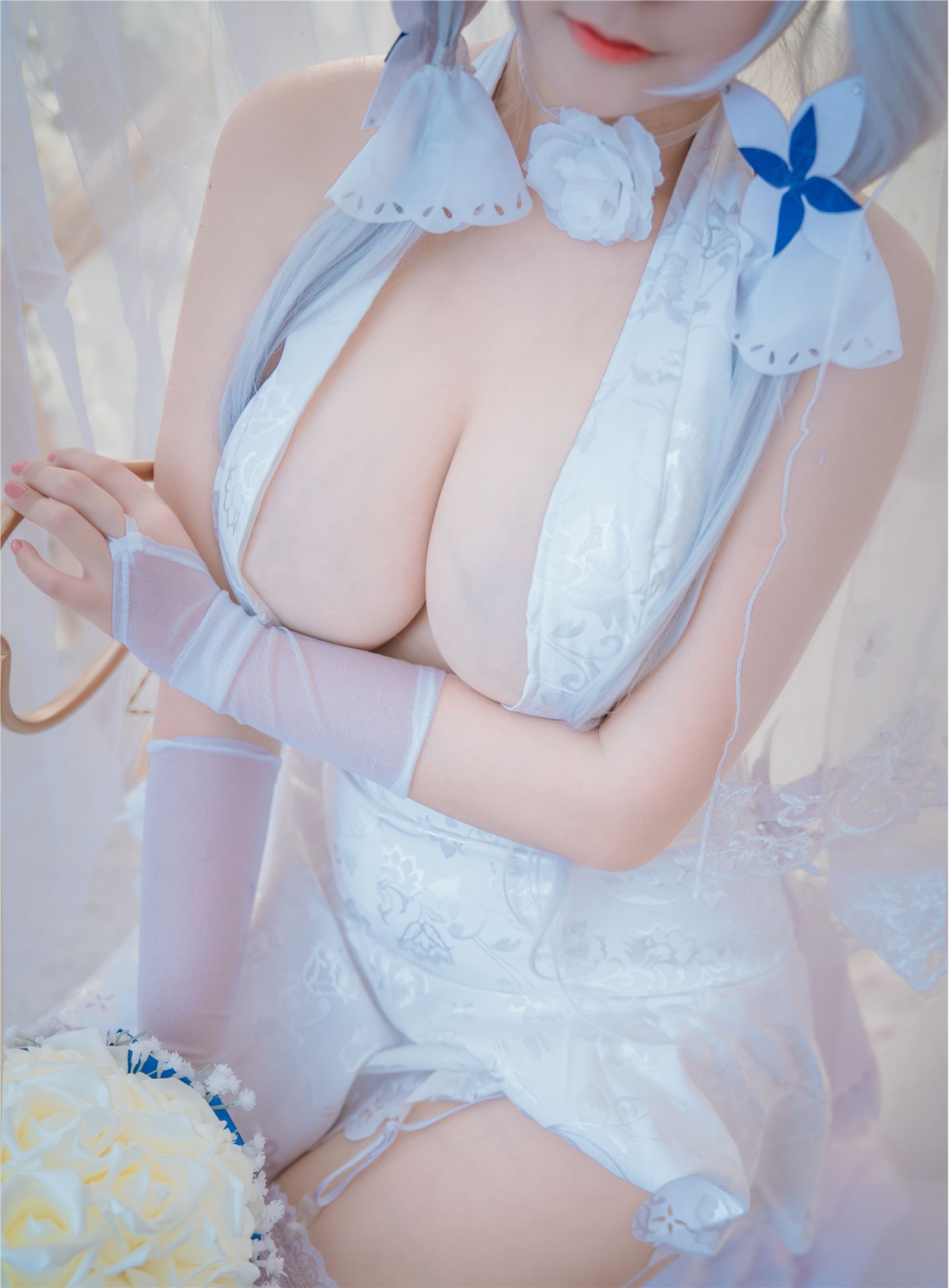 Cosplay cat nine sauce Sakura blue pledge wedding dress cos photo album(17)