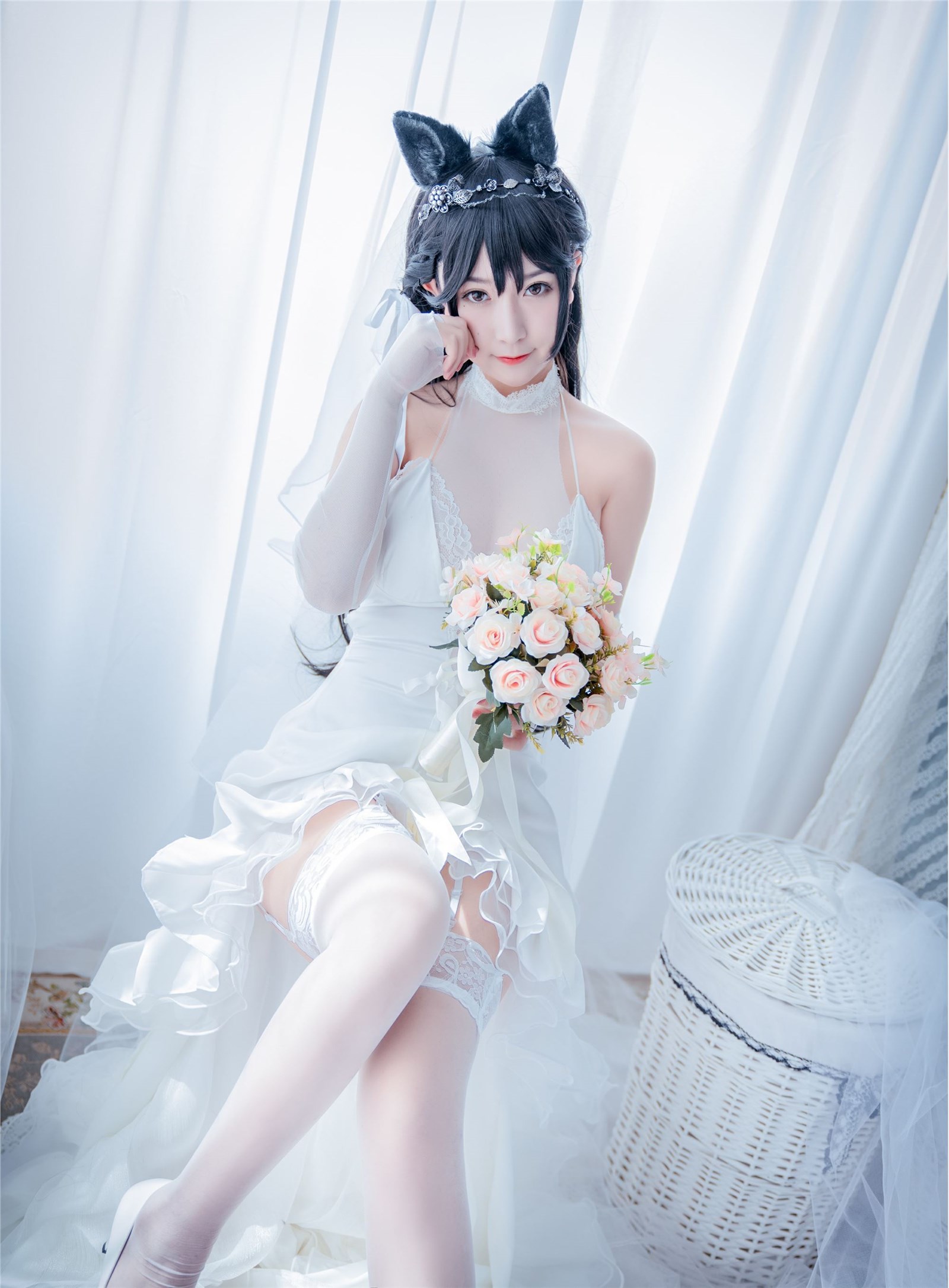 Cosplay cat nine sauce Sakura blue pledge wedding dress cos photo album(18)