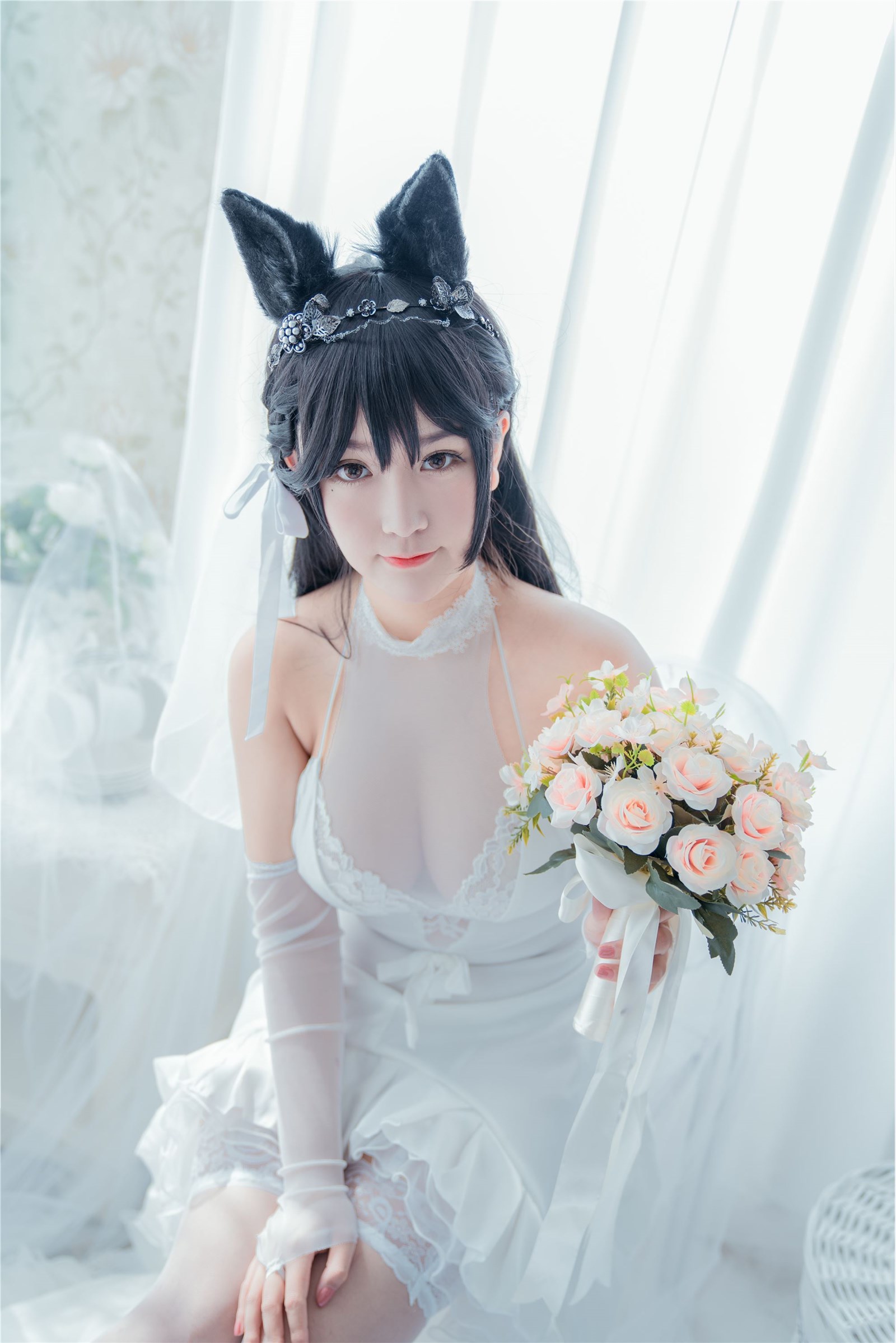 Cosplay cat nine sauce Sakura blue pledge wedding dress cos photo album(24)