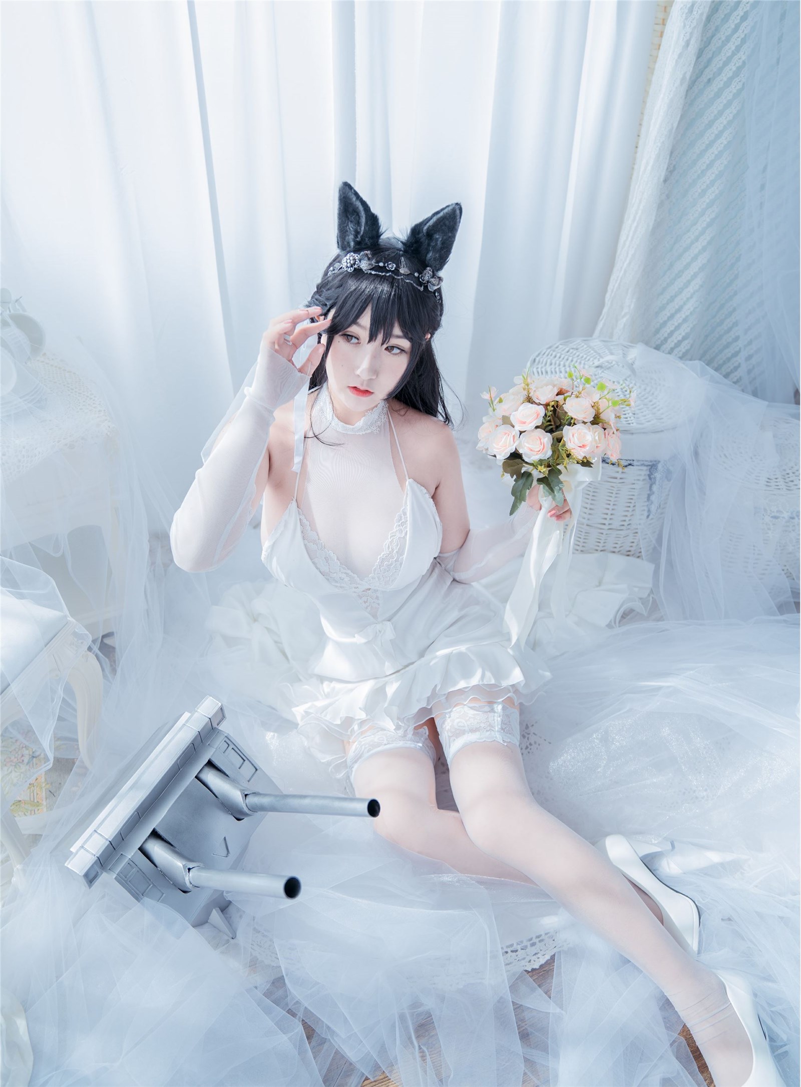 Cosplay cat nine sauce Sakura blue pledge wedding dress cos photo album(29)