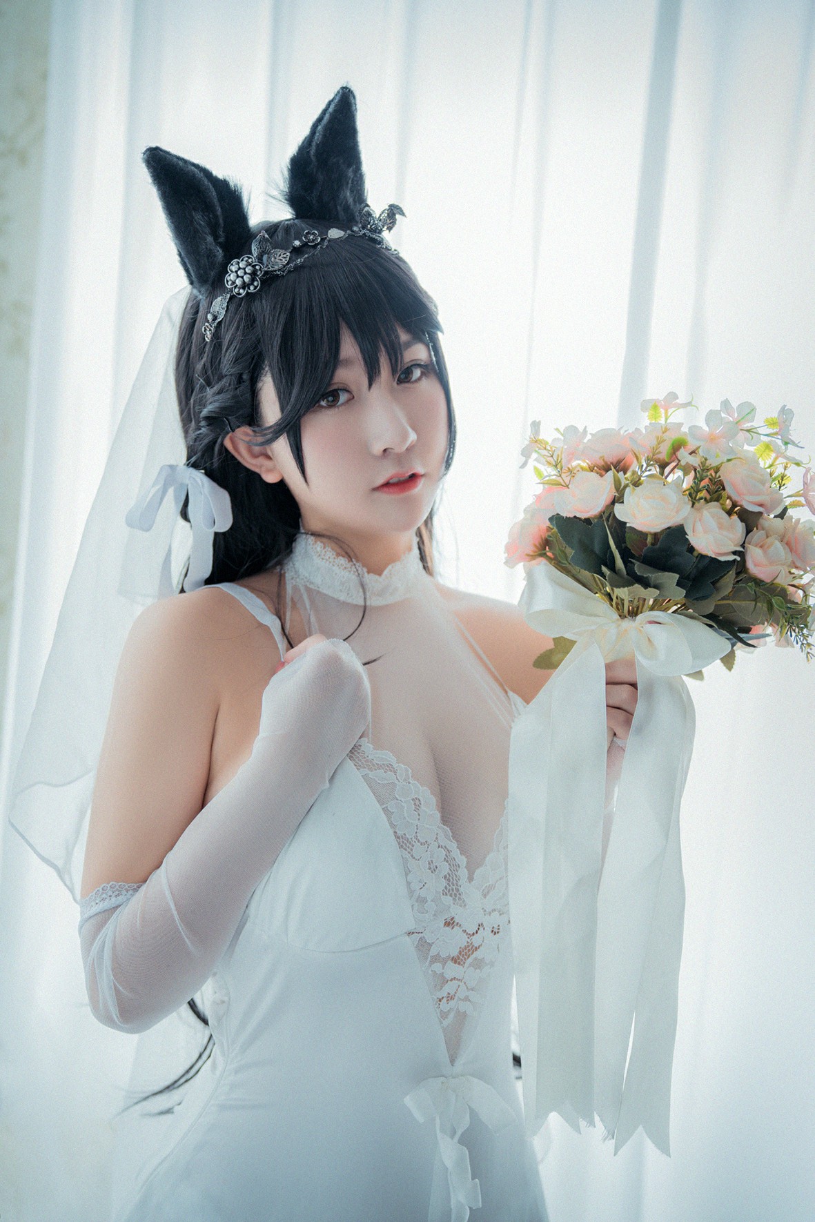 Cosplay cat nine sauce Sakura blue pledge wedding dress cos photo album(32)