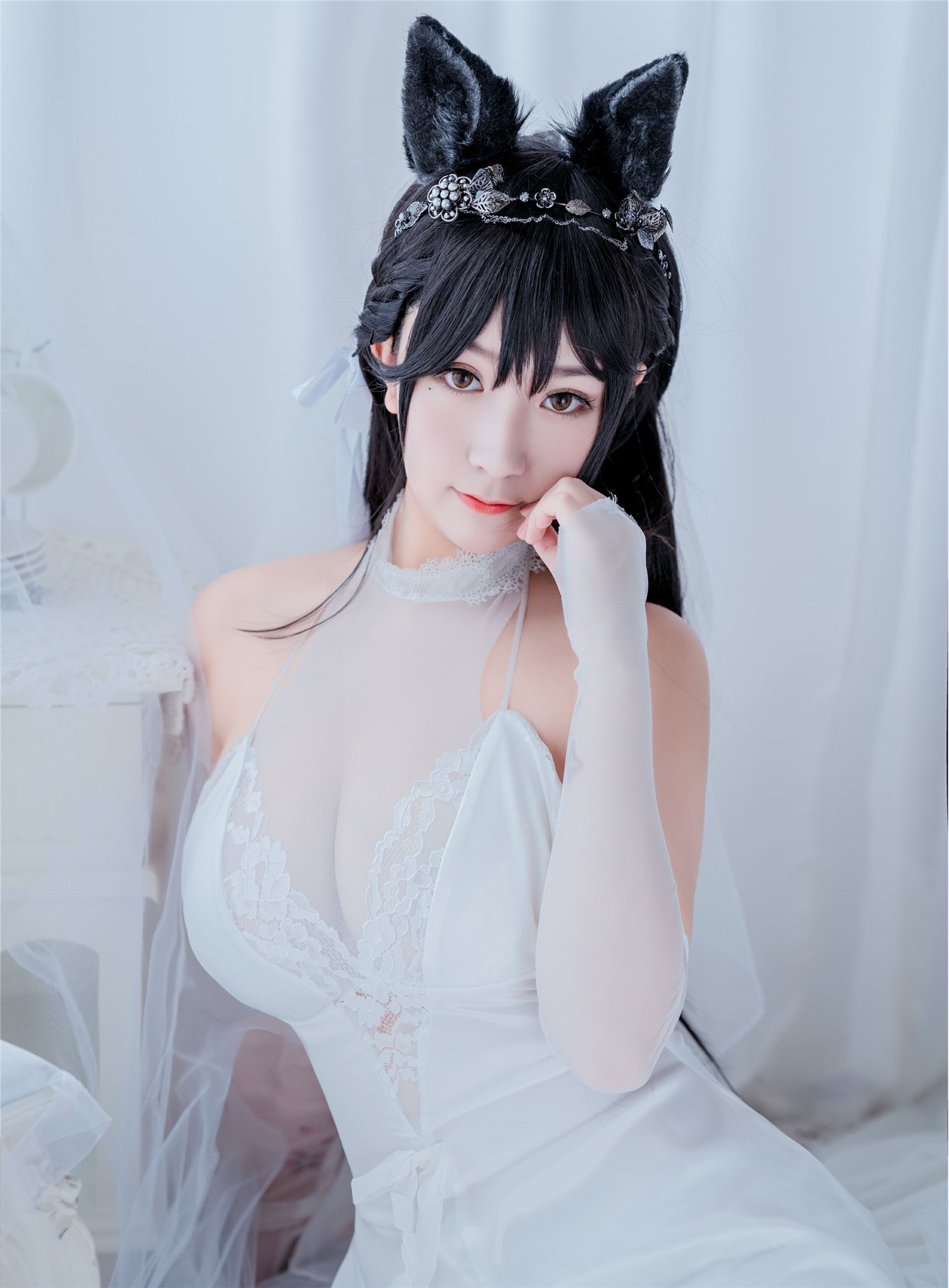 Cosplay cat nine sauce Sakura blue pledge wedding dress cos photo album(37)