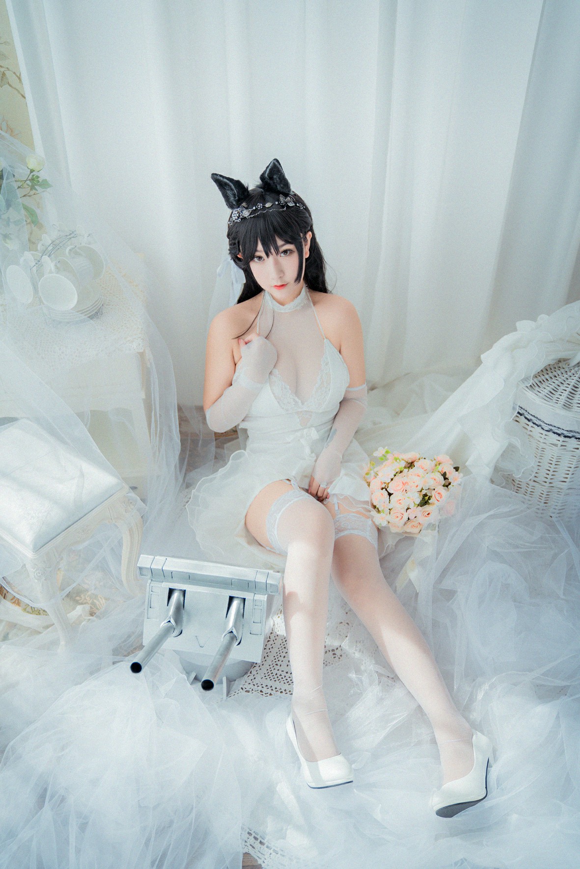 Cosplay cat nine sauce Sakura blue pledge wedding dress cos photo album(38)