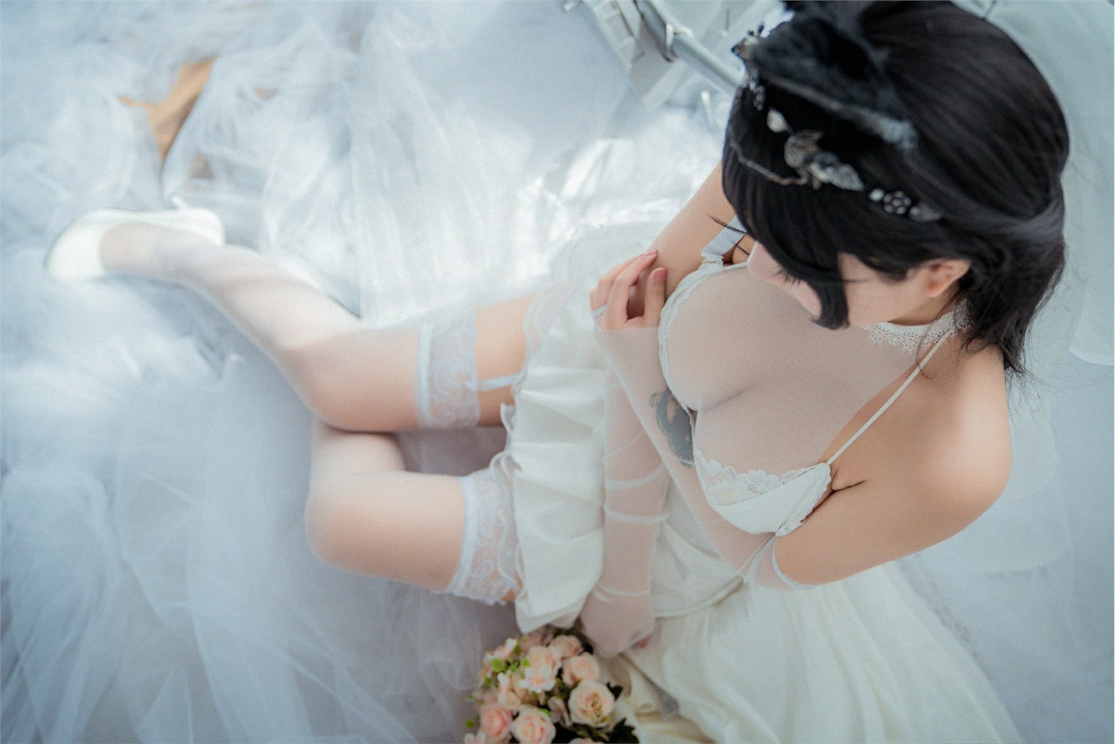 Cosplay cat nine sauce Sakura blue pledge wedding dress cos photo album(39)