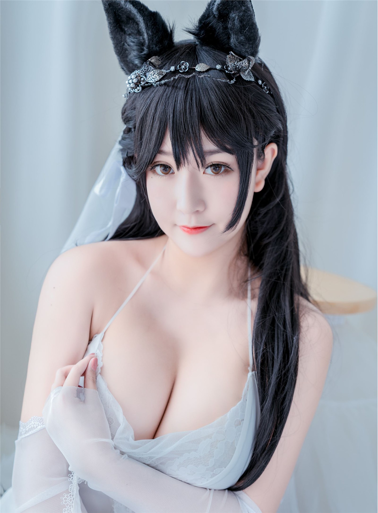 Cosplay cat nine sauce Sakura blue pledge wedding dress cos photo album(42)