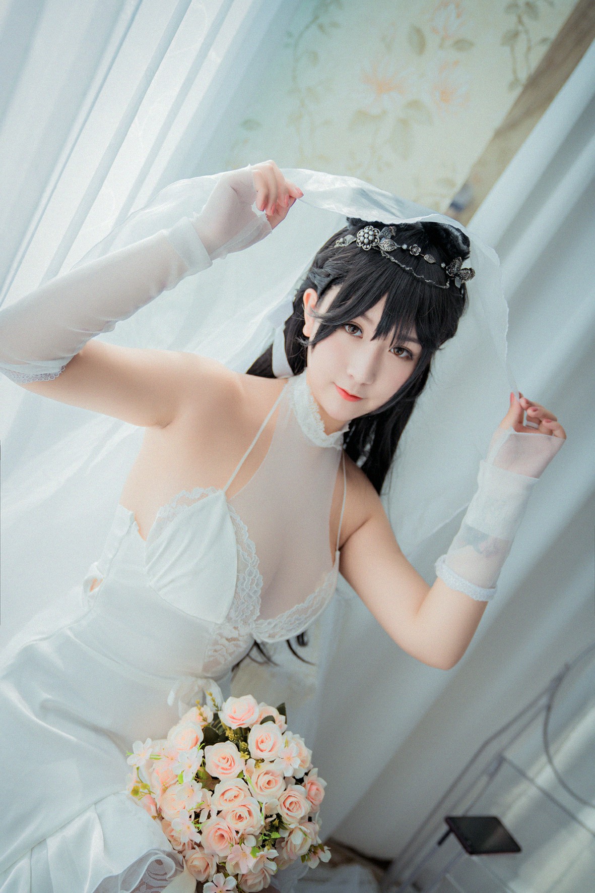 Cosplay cat nine sauce Sakura blue pledge wedding dress cos photo album(48)