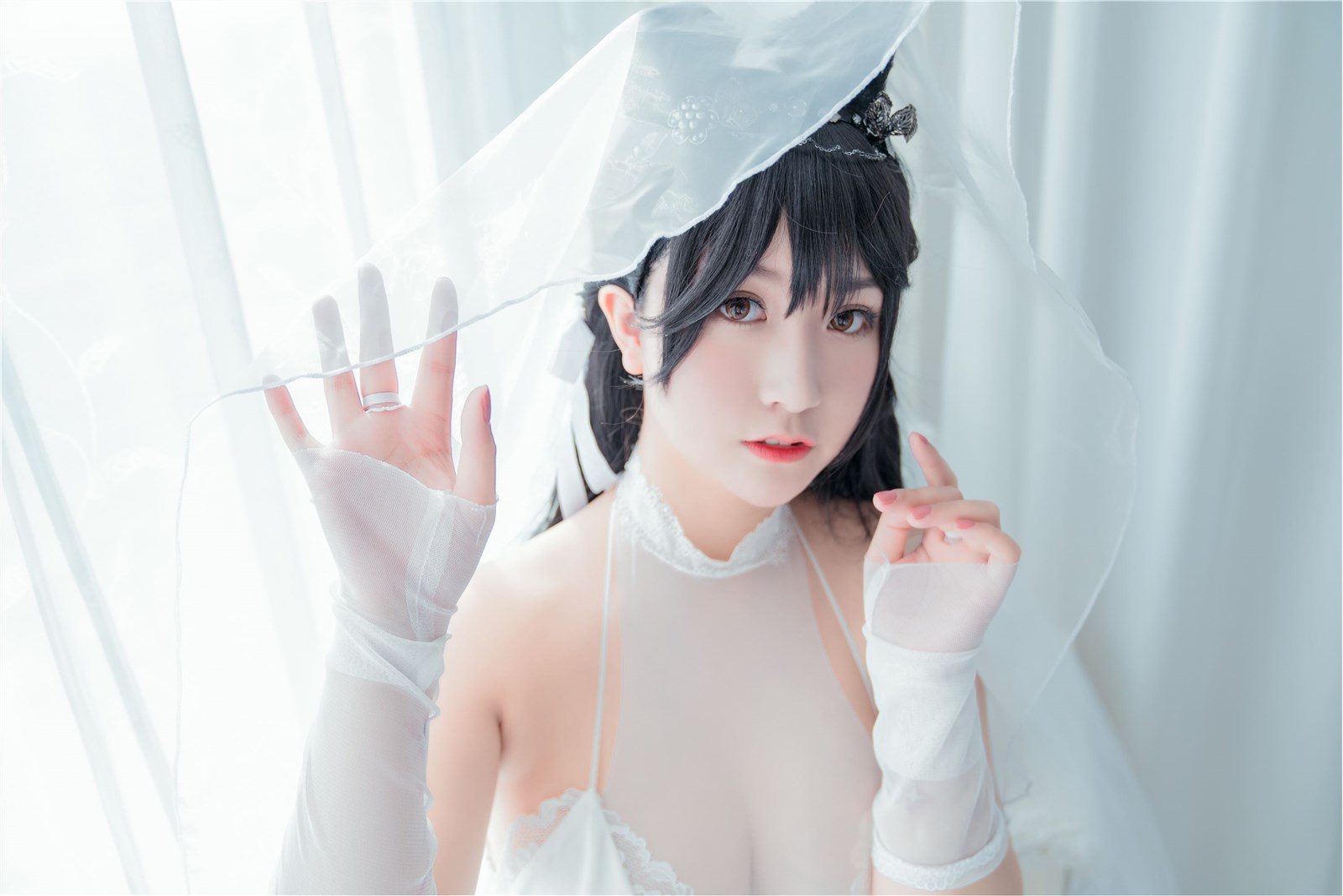 Cosplay cat nine sauce Sakura blue pledge wedding dress cos photo album(49)