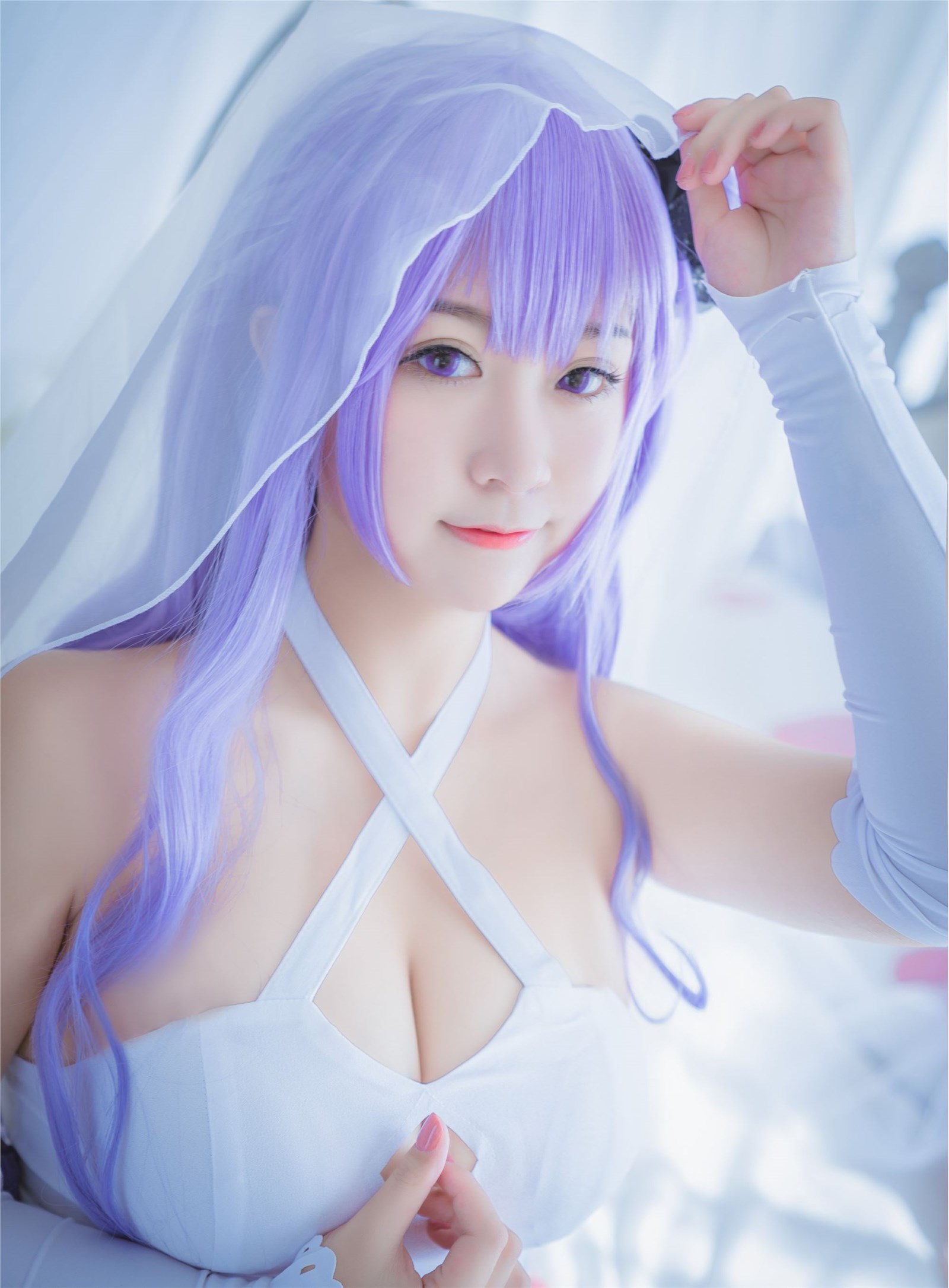 Cosplay cat nine sauce Sakura blue pledge wedding dress cos photo album(58)