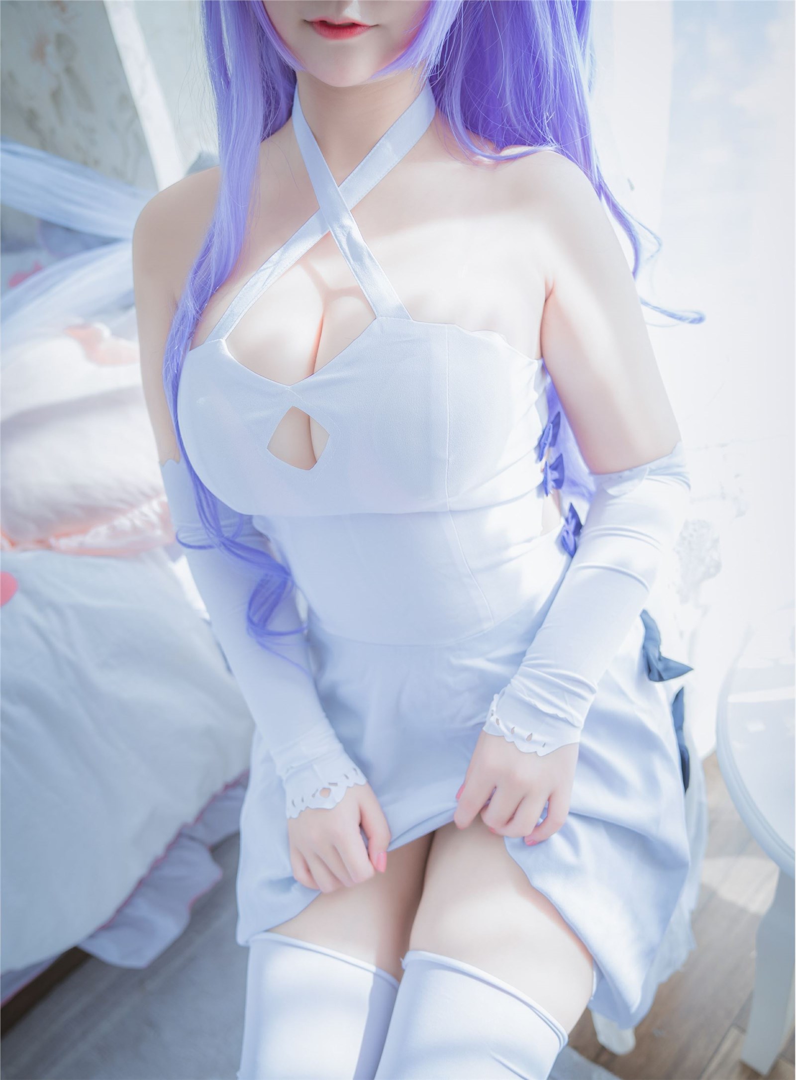 Cosplay cat nine sauce Sakura blue pledge wedding dress cos photo album(66)