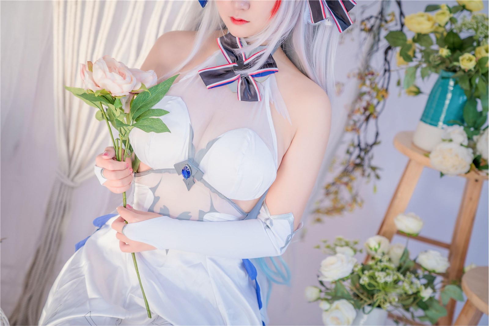 Cosplay cat nine sauce Sakura blue pledge wedding dress cos photo album(77)