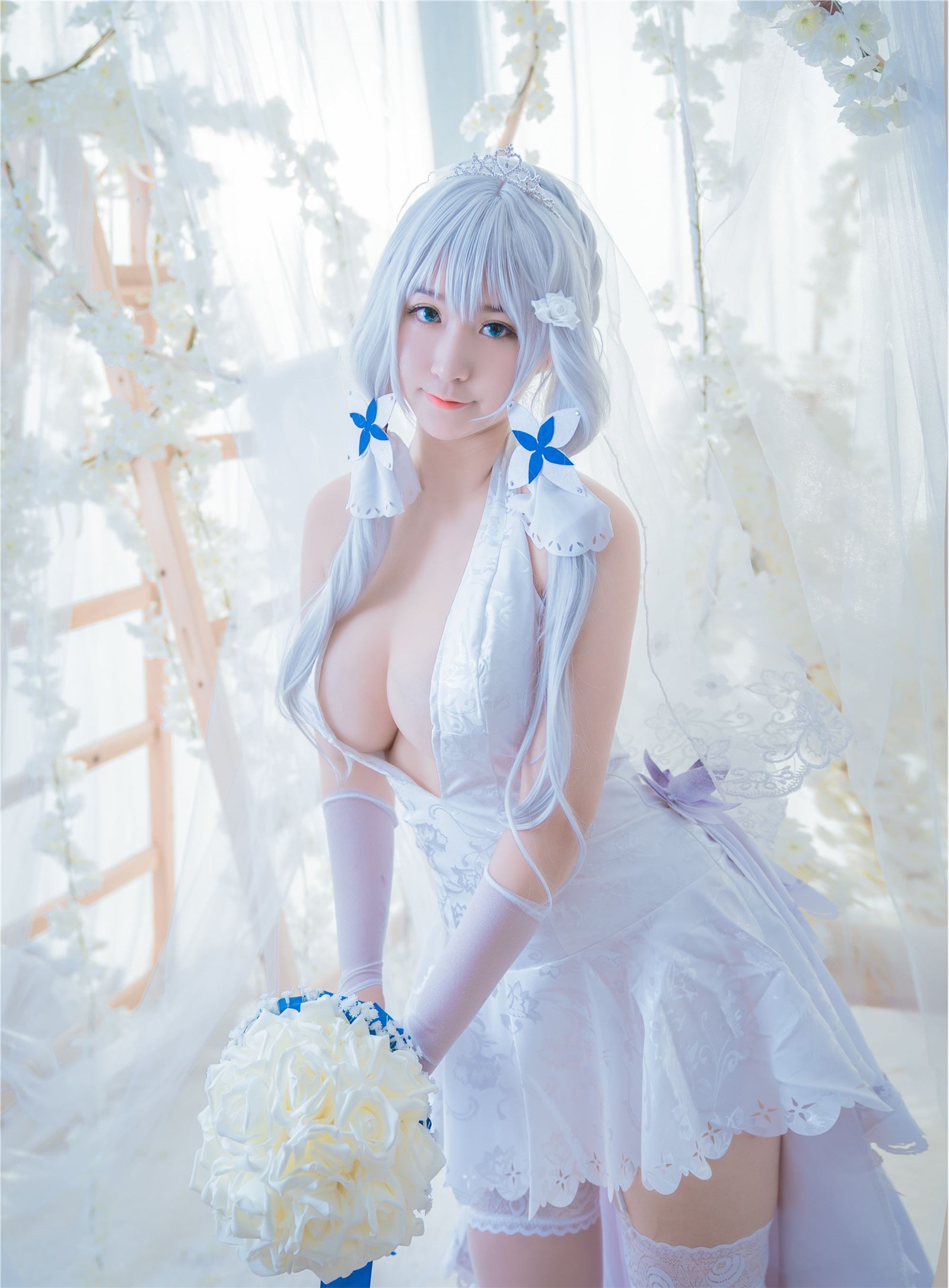 Cosplay cat nine sauce Sakura blue pledge wedding dress cos photo album(78)