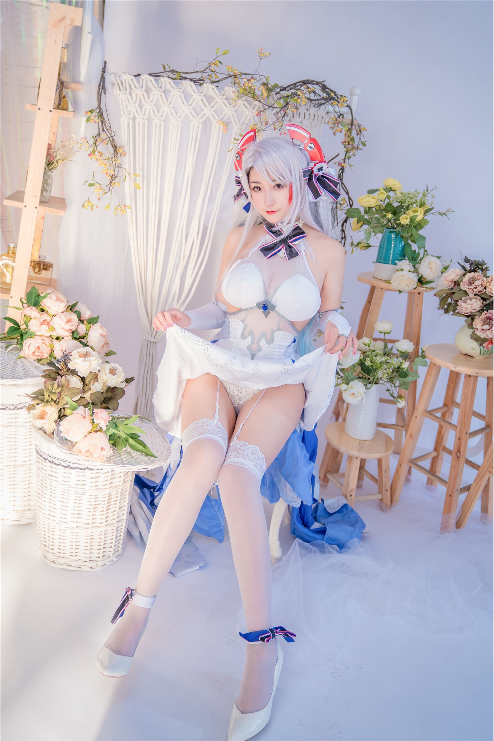 Cosplay cat nine sauce Sakura blue pledge wedding dress cos photo album(82)