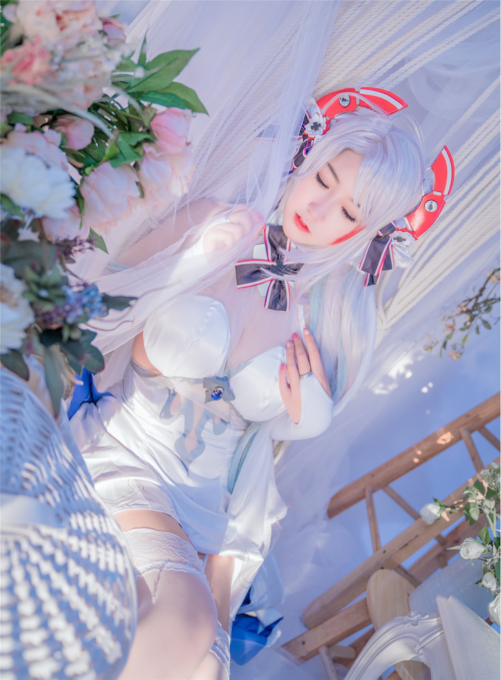 Cosplay cat nine sauce Sakura blue pledge wedding dress cos photo album(92)