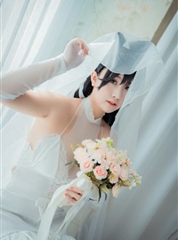 Cosplay cat nine sauce Sakura blue pledge wedding dress cos photo album(47)