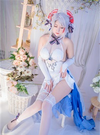 Cosplay cat nine sauce Sakura blue pledge wedding dress cos photo album(81)