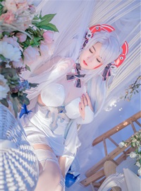 Cosplay cat nine sauce Sakura blue pledge wedding dress cos photo album(92)