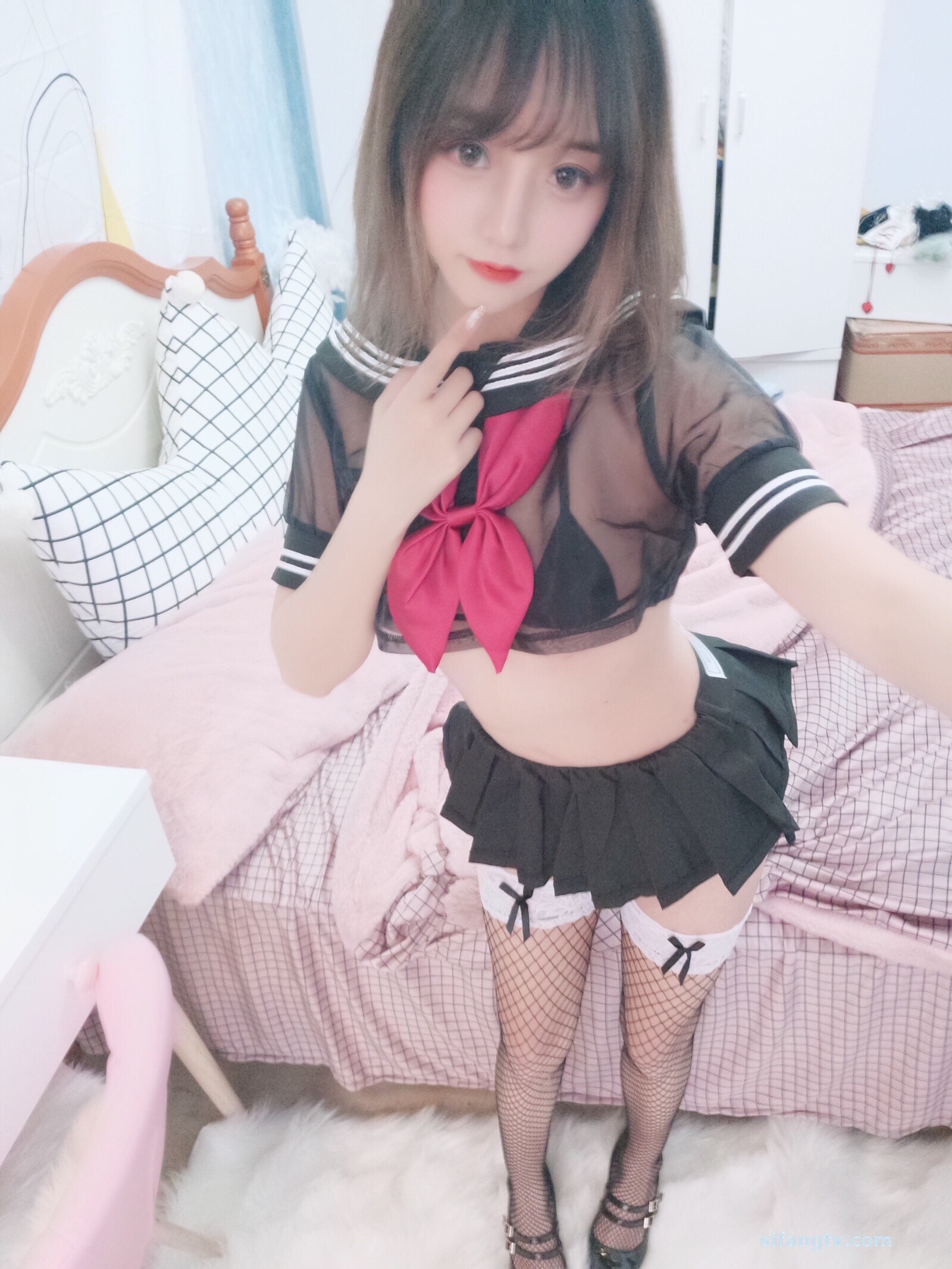 Cosplay rice noodles - JK transparent mesh socks(7)