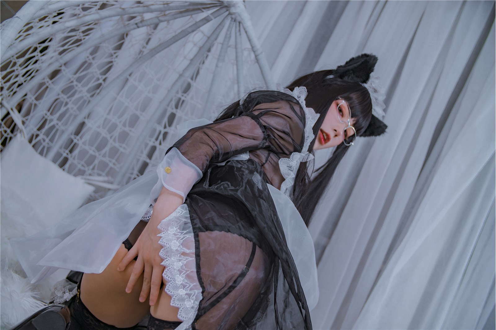 Cosplay cheese Wii - black transparent maid(5)
