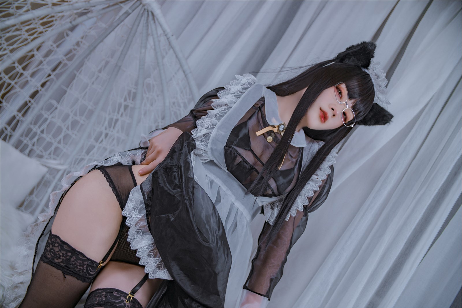 Cosplay cheese Wii - black transparent maid(8)