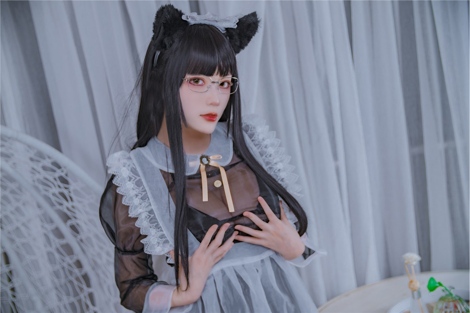 Cosplay cheese Wii - black transparent maid(9)