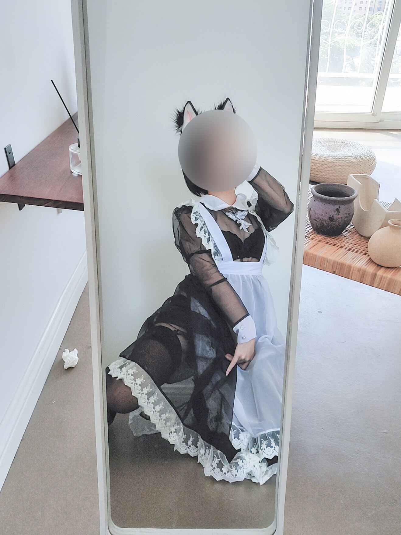 Stupid foam transparent maid selfie(34)