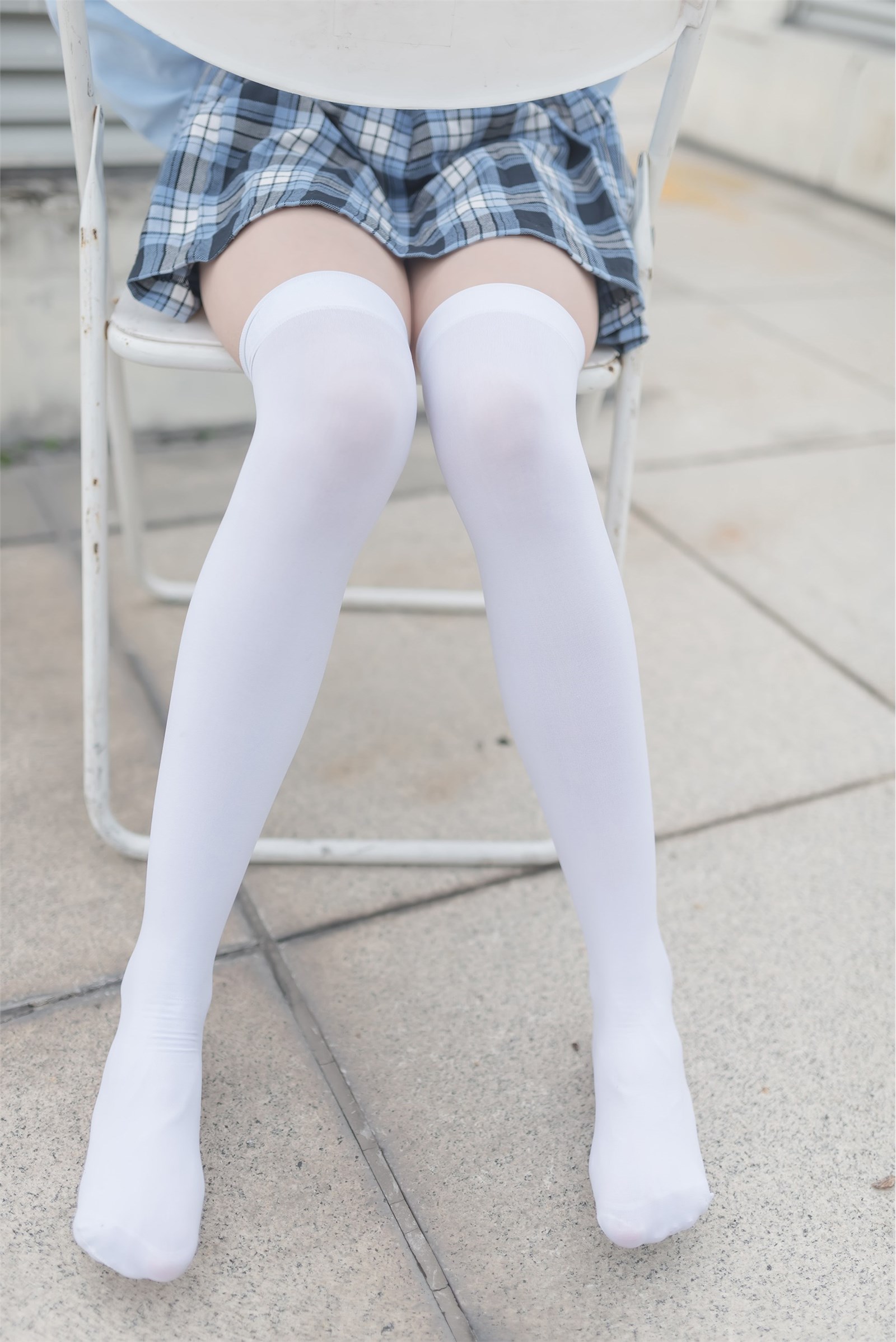 Rabbit play picture 1301 white silk plaid skirt(5)